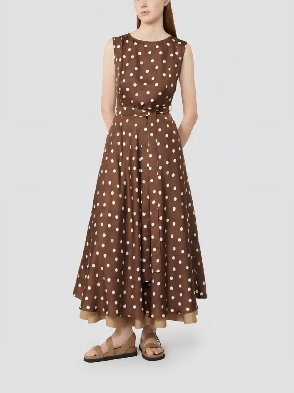 'S Max Mara Martina Polka Dot Printed Sleeveless Midi Dress